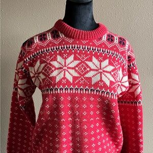 Dale of Norway Red and White Crew Neck Sweater